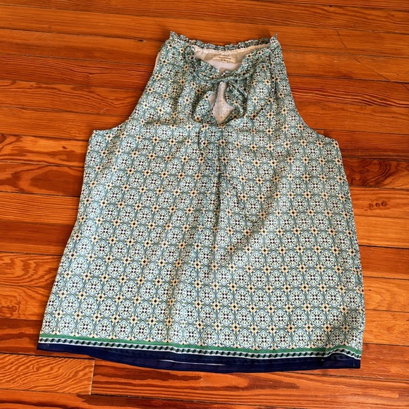 Max Studio sleeveless green and blue print blouse with keyhole tie. Size… - Picture 11 of 12